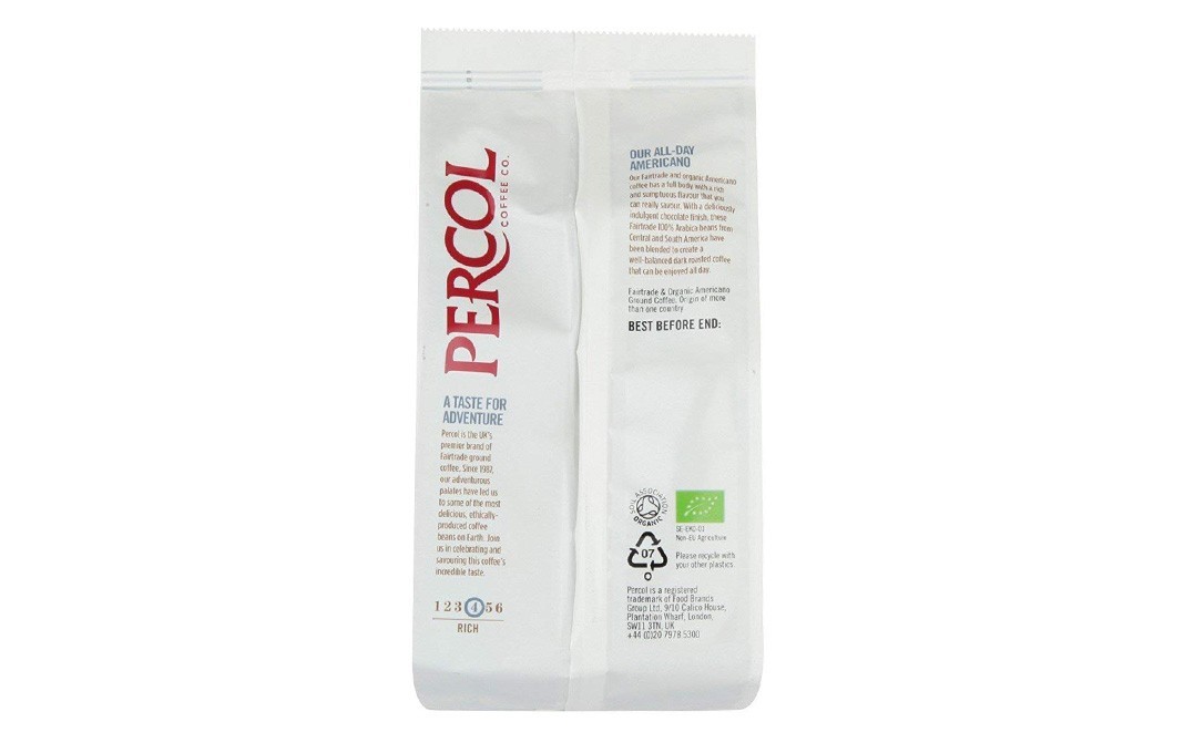 Percol Organic All-Day Americano 100% Arabica Ground Coffee   Pack  200 grams
